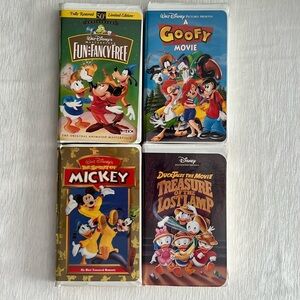 VHS Lot of 4 Fun & Fancy Free, Goofy, Mickey & Duck Tales - Clamshells